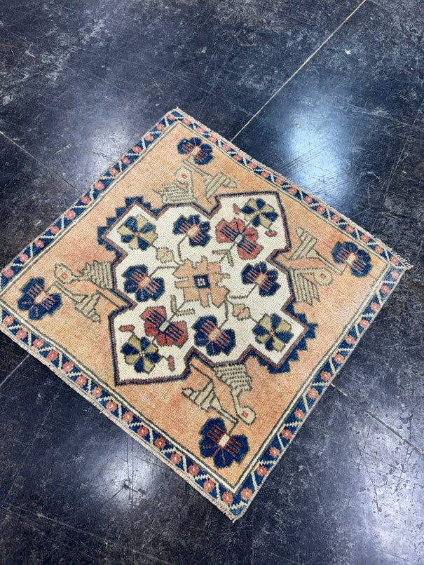 Turkish Mini Rug Oriental Hand Knotted Vintage Rug  2' x  1'11'' #12185