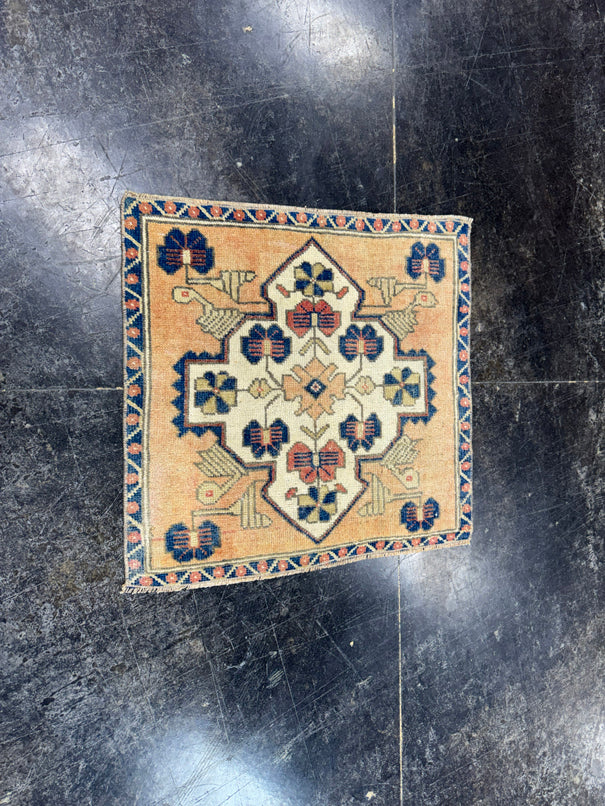 Turkish Mini Rug Oriental Hand Knotted Vintage Rug  2' x  1'11'' #12185