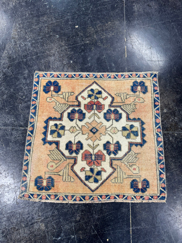 Turkish Mini Rug Oriental Hand Knotted Vintage Rug  2' x  1'11'' #12185
