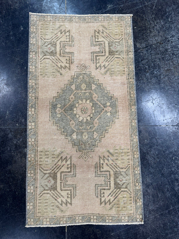 Turkish Mini Rug Oriental Hand Knotted Vintage Rug  1'8'' x  3'2'' #12166