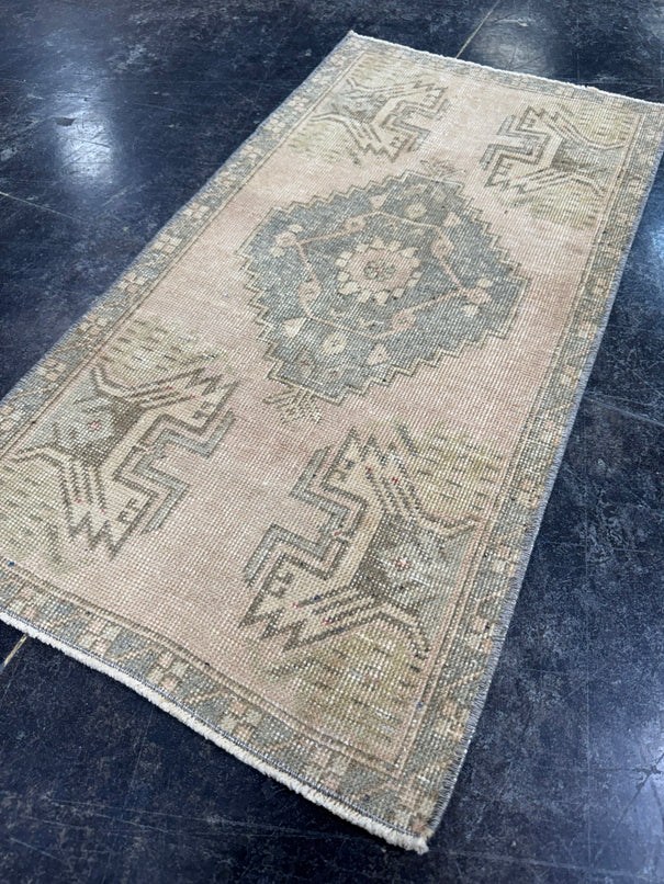 Turkish Mini Rug Oriental Hand Knotted Vintage Rug  1'8'' x  3'2'' #12166