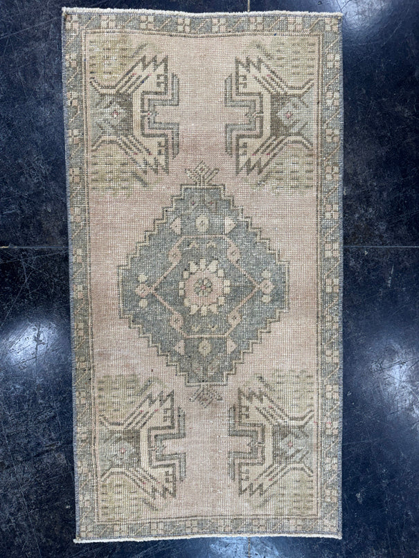 Turkish Mini Rug Oriental Hand Knotted Vintage Rug  1'8'' x  3'2'' #12166
