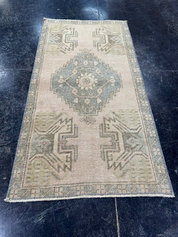 Turkish Mini Rug Oriental Hand Knotted Vintage Rug  1'8'' x  3'2'' #12166