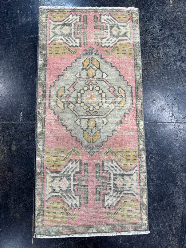 Turkish Mini Rug Oriental Hand Knotted Vintage Rug  1'6'' x  3'3'' #12165