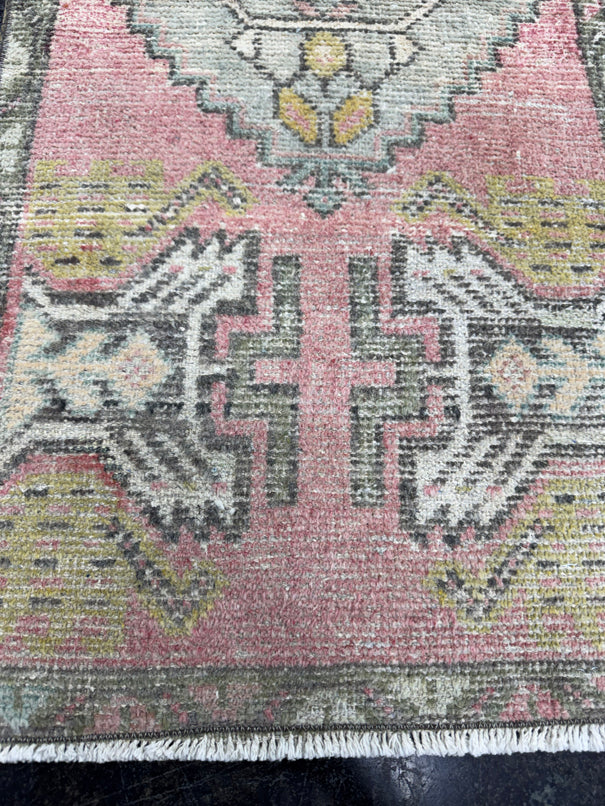 Turkish Mini Rug Oriental Hand Knotted Vintage Rug  1'6'' x  3'3'' #12165