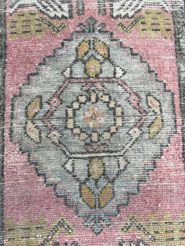 Turkish Mini Rug Oriental Hand Knotted Vintage Rug  1'6'' x  3'3'' #12165