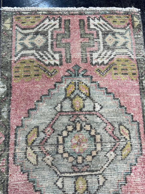 Turkish Mini Rug Oriental Hand Knotted Vintage Rug  1'6'' x  3'3'' #12165