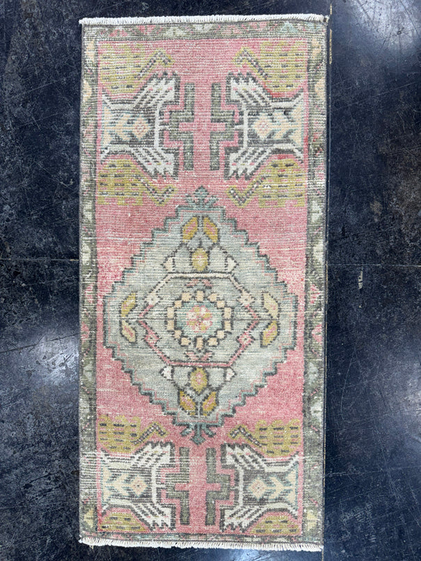 Turkish Mini Rug Oriental Hand Knotted Vintage Rug  1'6'' x  3'3'' #12165
