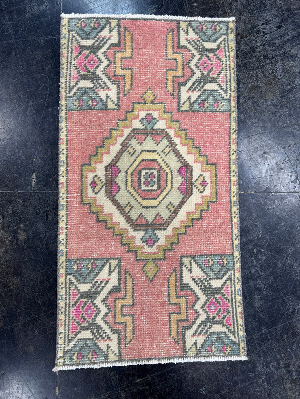 Turkish Mini Rug Oriental Hand Knotted Vintage Rug  1'6'' x  2'10'' #12186