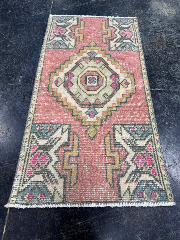 Turkish Mini Rug Oriental Hand Knotted Vintage Rug  1'6'' x  2'10'' #12186