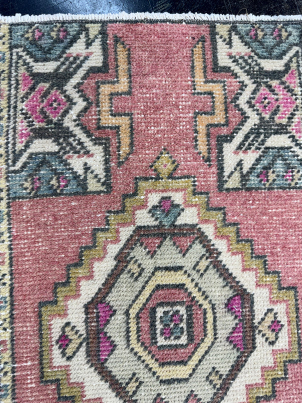 Turkish Mini Rug Oriental Hand Knotted Vintage Rug  1'6'' x  2'10'' #12186