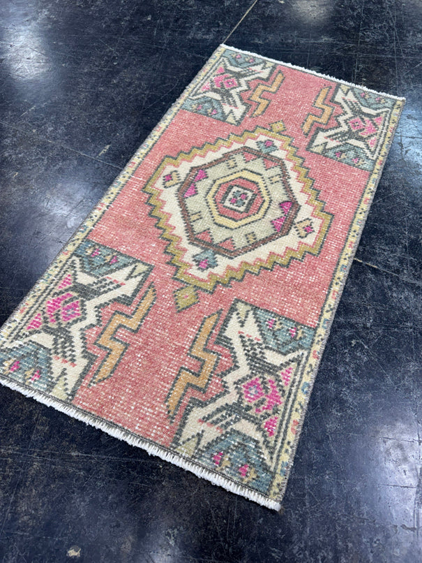 Turkish Mini Rug Oriental Hand Knotted Vintage Rug  1'6'' x  2'10'' #12186