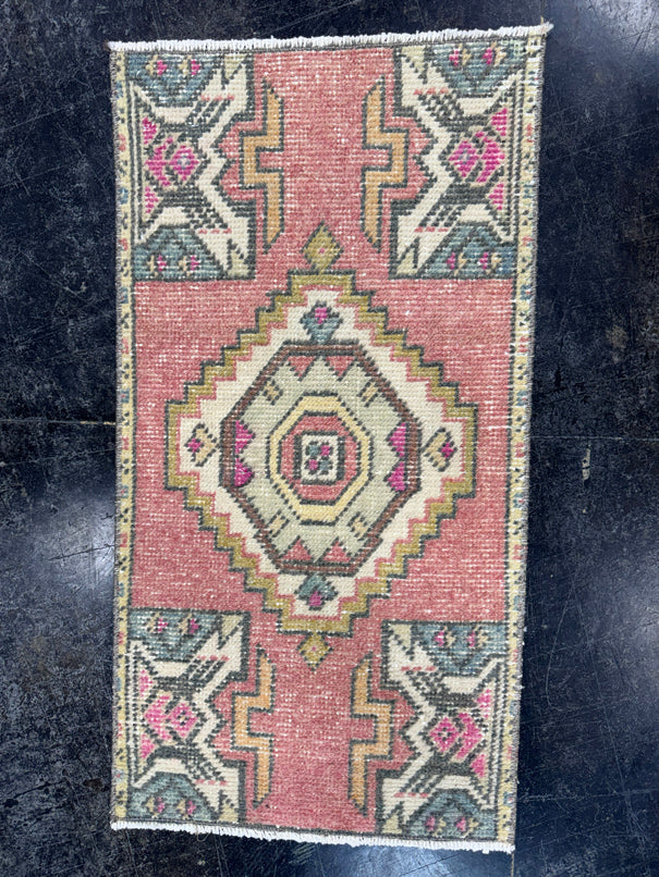 Turkish Mini Rug Oriental Hand Knotted Vintage Rug  1'6'' x  2'10'' #12186