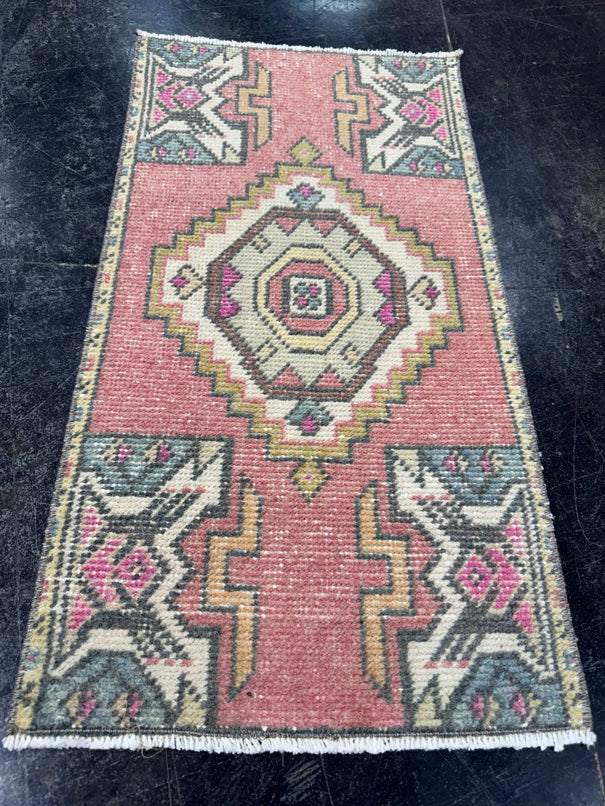 Turkish Mini Rug Oriental Hand Knotted Vintage Rug  1'6'' x  2'10'' #12186