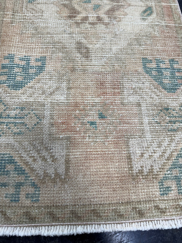 Turkish Mini Rug Oriental Hand Knotted Vintage Rug  1'6'' x  3' #12164