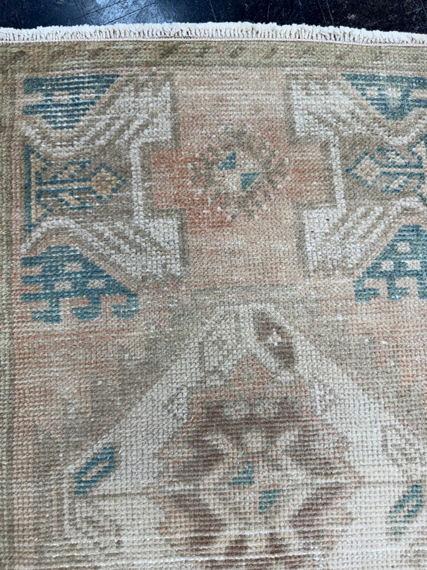 Turkish Mini Rug Oriental Hand Knotted Vintage Rug  1'6'' x  3' #12164