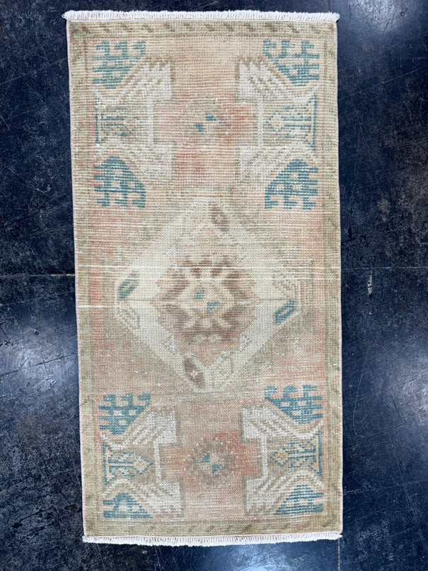 Turkish Mini Rug Oriental Hand Knotted Vintage Rug  1'6'' x  3' #12164