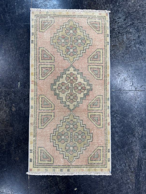 Turkish Mini Rug Oriental Hand Knotted Vintage Rug  1'6'' x  3'1'' #12162
