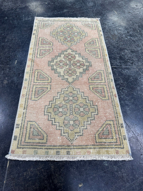 Turkish Mini Rug Oriental Hand Knotted Vintage Rug  1'6'' x  3'1'' #12162