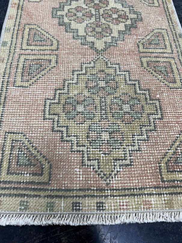 Turkish Mini Rug Oriental Hand Knotted Vintage Rug  1'6'' x  3'1'' #12162