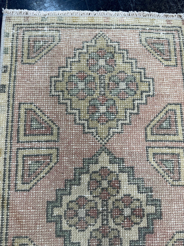 Turkish Mini Rug Oriental Hand Knotted Vintage Rug  1'6'' x  3'1'' #12162