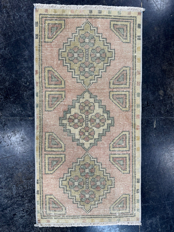 Turkish Mini Rug Oriental Hand Knotted Vintage Rug  1'6'' x  3'1'' #12162
