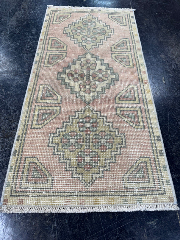Turkish Mini Rug Oriental Hand Knotted Vintage Rug  1'6'' x  3'1'' #12162