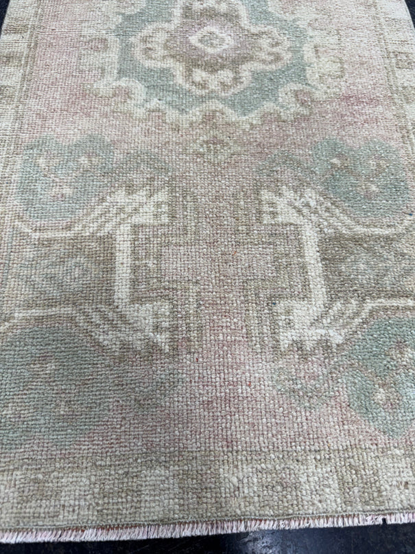 Turkish Mini Rug Oriental Hand Knotted Vintage Rug  1'7'' x  3'2'' #12160