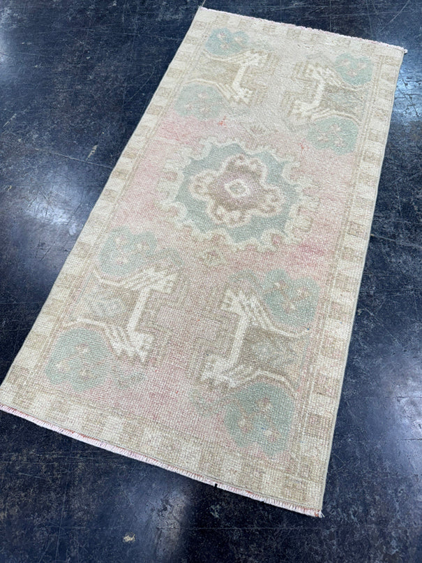 Turkish Mini Rug Oriental Hand Knotted Vintage Rug  1'7'' x  3'2'' #12160