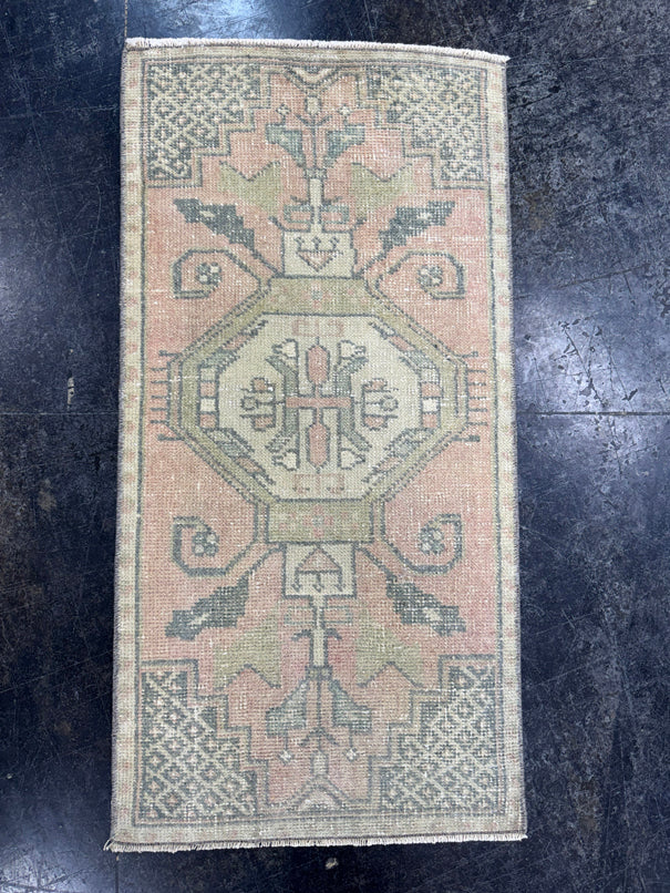 Turkish Mini Rug Oriental Hand Knotted Vintage Rug  1'8'' x  3'3'' #12157