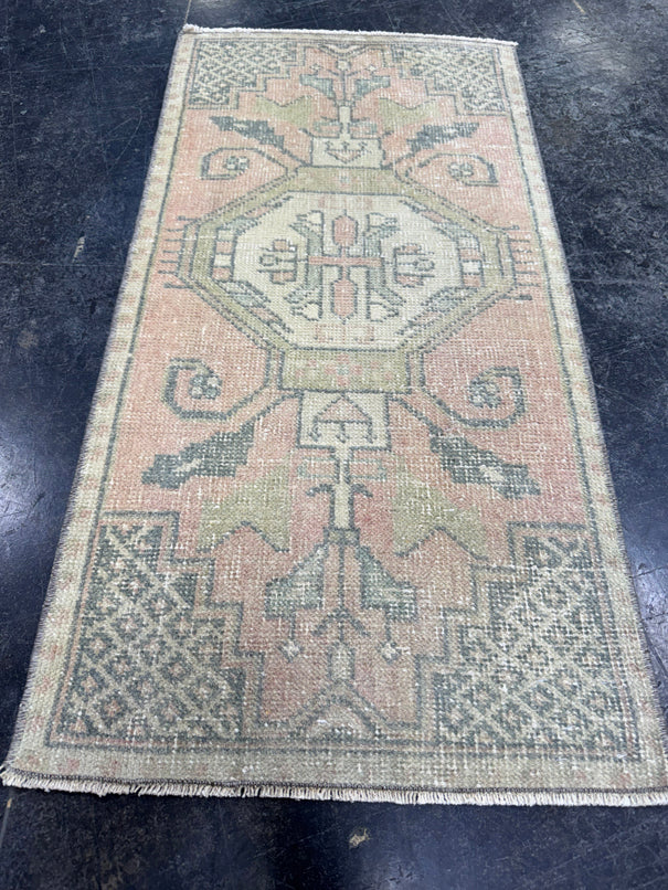Turkish Mini Rug Oriental Hand Knotted Vintage Rug  1'8'' x  3'3'' #12157