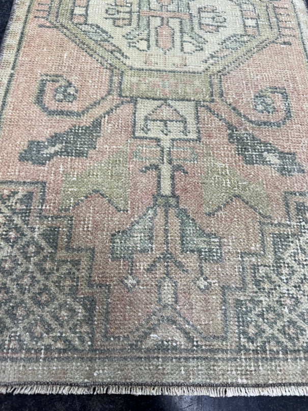 Turkish Mini Rug Oriental Hand Knotted Vintage Rug  1'8'' x  3'3'' #12157