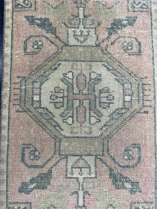 Turkish Mini Rug Oriental Hand Knotted Vintage Rug  1'8'' x  3'3'' #12157