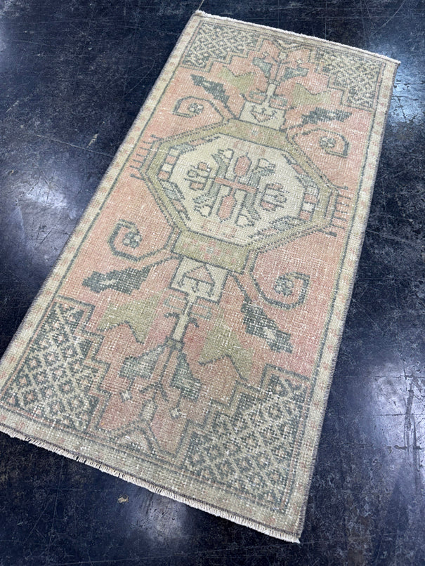 Turkish Mini Rug Oriental Hand Knotted Vintage Rug  1'8'' x  3'3'' #12157
