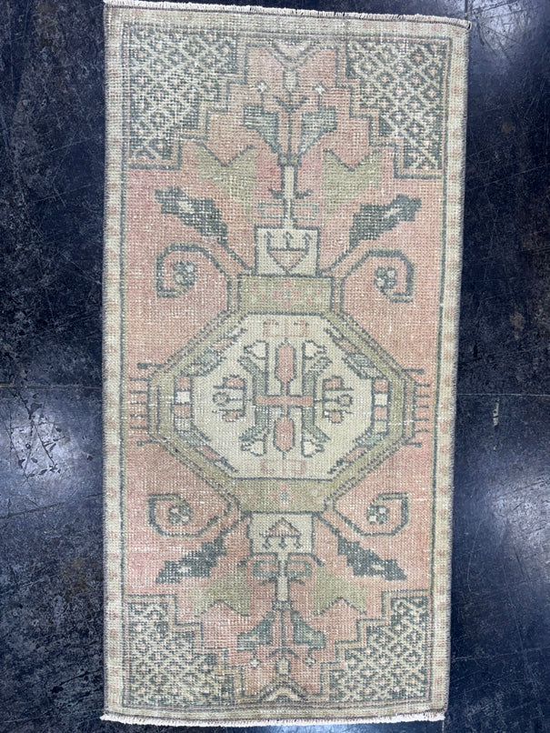 Turkish Mini Rug Oriental Hand Knotted Vintage Rug  1'8'' x  3'3'' #12157