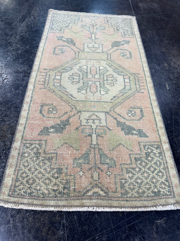 Turkish Mini Rug Oriental Hand Knotted Vintage Rug  1'8'' x  3'3'' #12157
