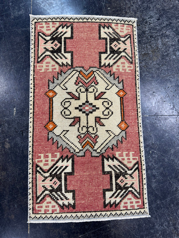Turkish Mini Rug Oriental Hand Knotted Vintage Rug  1'6'' x  2'9'' #12155