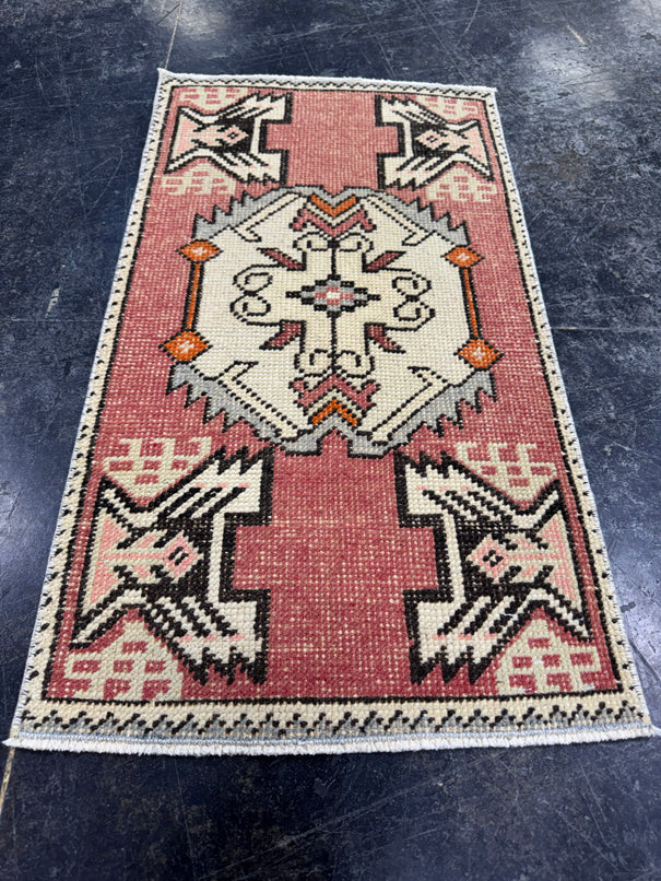 Turkish Mini Rug Oriental Hand Knotted Vintage Rug  1'6'' x  2'9'' #12155