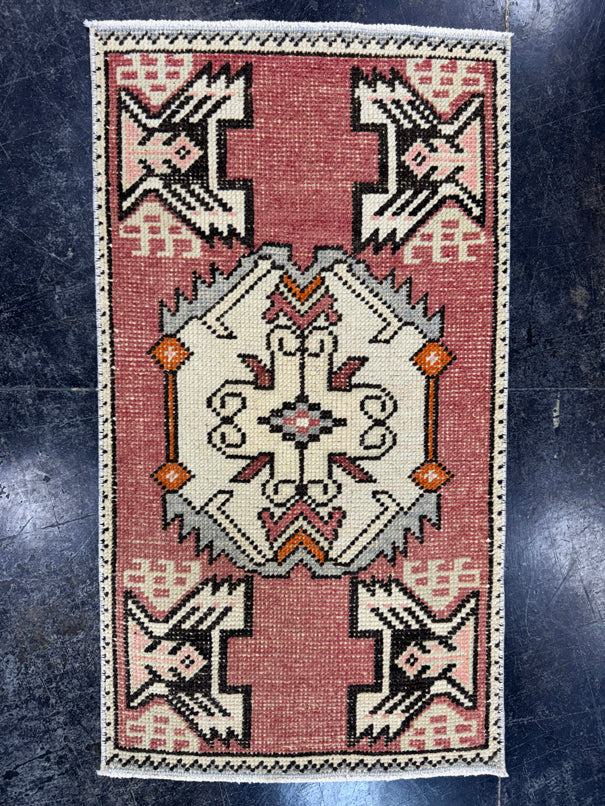 Turkish Mini Rug Oriental Hand Knotted Vintage Rug  1'6'' x  2'9'' #12155
