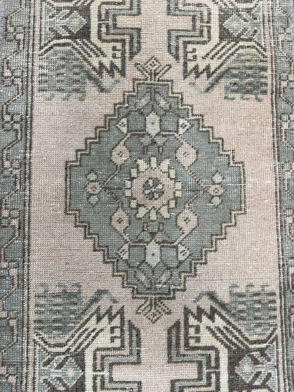 Turkish Mini Rug Oriental Hand Knotted Vintage Rug  1'8'' x  3'4'' #12156