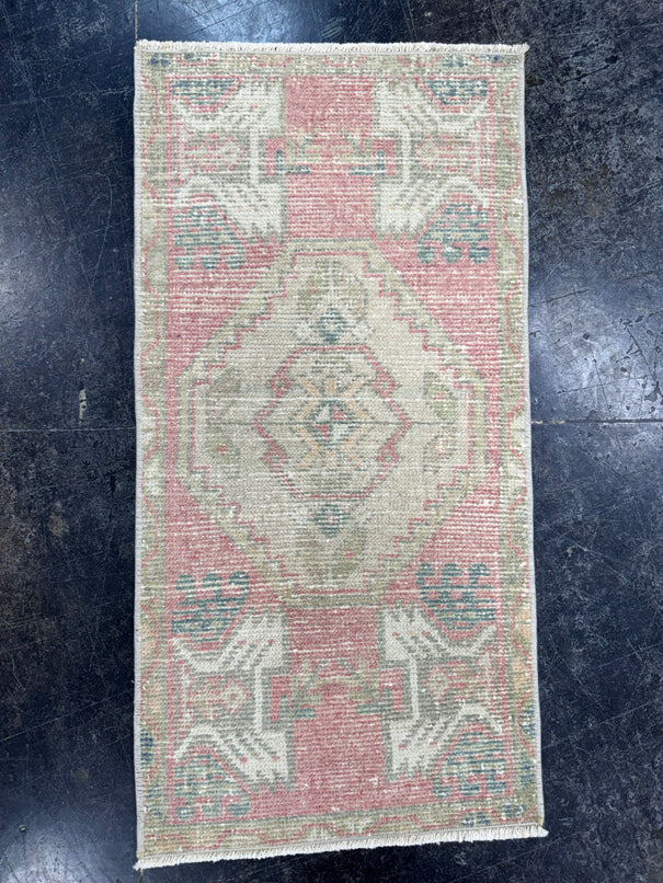 Turkish Mini Rug Oriental Hand Knotted Vintage Rug  1'6'' x  2'11'' #12158