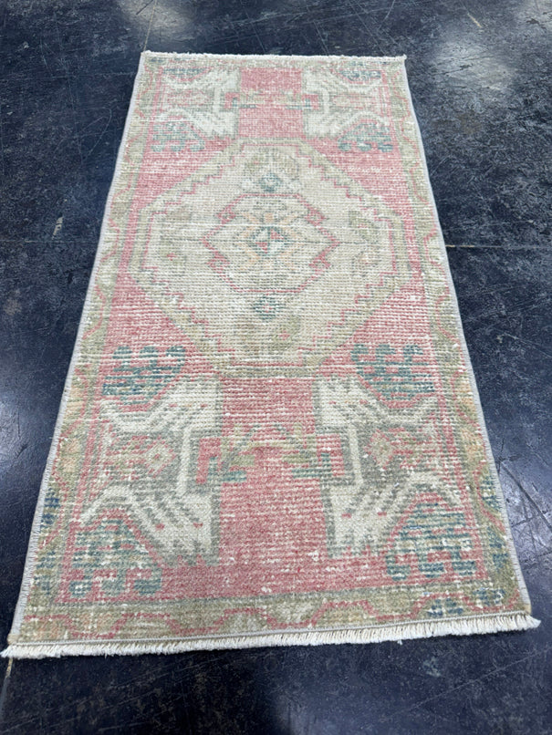 Turkish Mini Rug Oriental Hand Knotted Vintage Rug  1'6'' x  2'11'' #12158