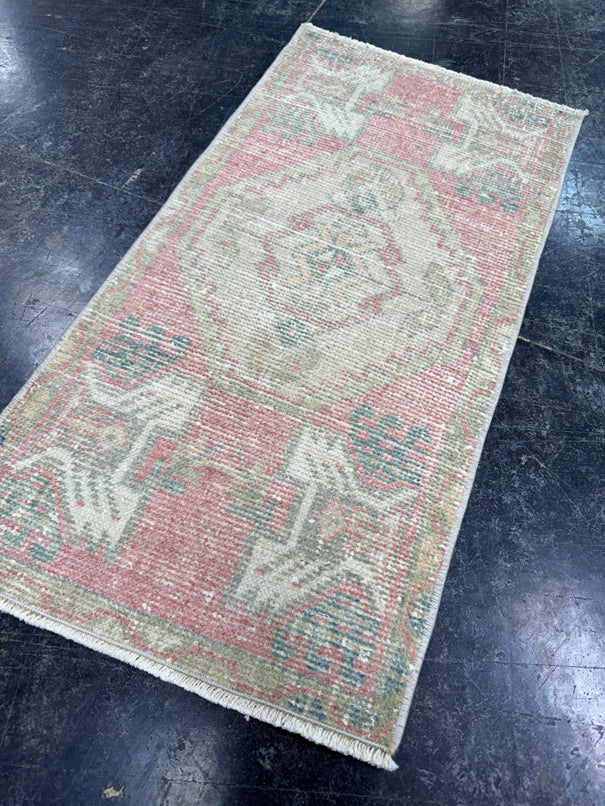 Turkish Mini Rug Oriental Hand Knotted Vintage Rug  1'6'' x  2'11'' #12158