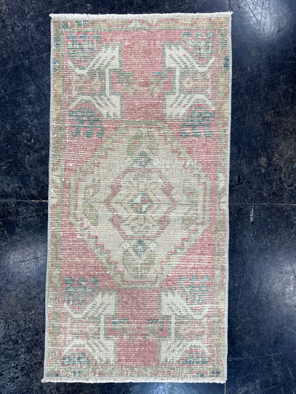 Turkish Mini Rug Oriental Hand Knotted Vintage Rug  1'6'' x  2'11'' #12158