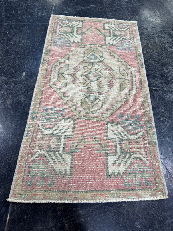 Turkish Mini Rug Oriental Hand Knotted Vintage Rug  1'6'' x  2'11'' #12159