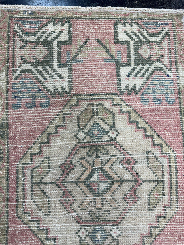 Turkish Mini Rug Oriental Hand Knotted Vintage Rug  1'6'' x  2'11'' #12159