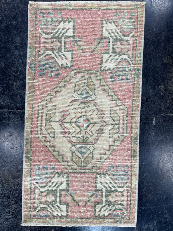 Turkish Mini Rug Oriental Hand Knotted Vintage Rug  1'6'' x  2'11'' #12159