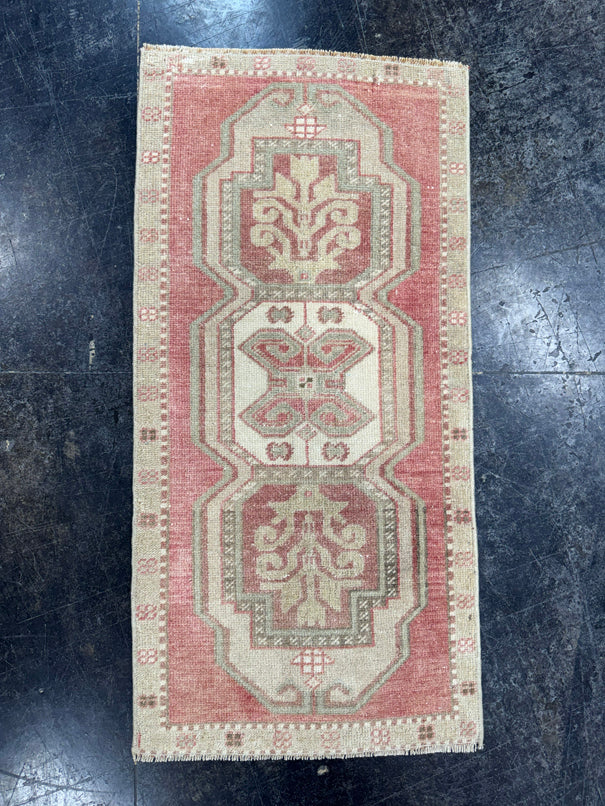 Turkish Mini Rug Oriental Hand Knotted Vintage Rug  1'7'' x  3'3'' #12154