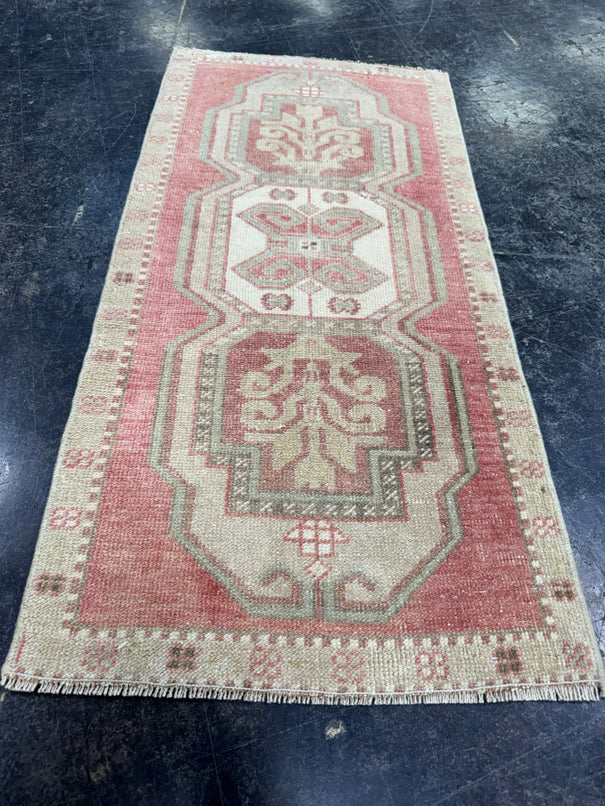 Turkish Mini Rug Oriental Hand Knotted Vintage Rug  1'7'' x  3'3'' #12154