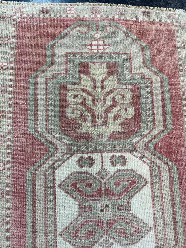 Turkish Mini Rug Oriental Hand Knotted Vintage Rug  1'7'' x  3'3'' #12154